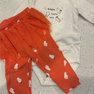 Carter's White and Orange Ghost Print Matching Set